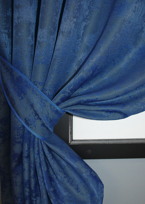 Комплект коротких штор VR-Textil Жакард Sultan XO № 1149ш Синій 130х170 см 2 шт (35-0114) Київ - фото 3