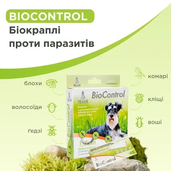 Біокраплі Біо контроль (BioControl) з протипаразитарним ефектом для котів та собак малих порід 1,5 мл, MODES Вінниця - фото 3