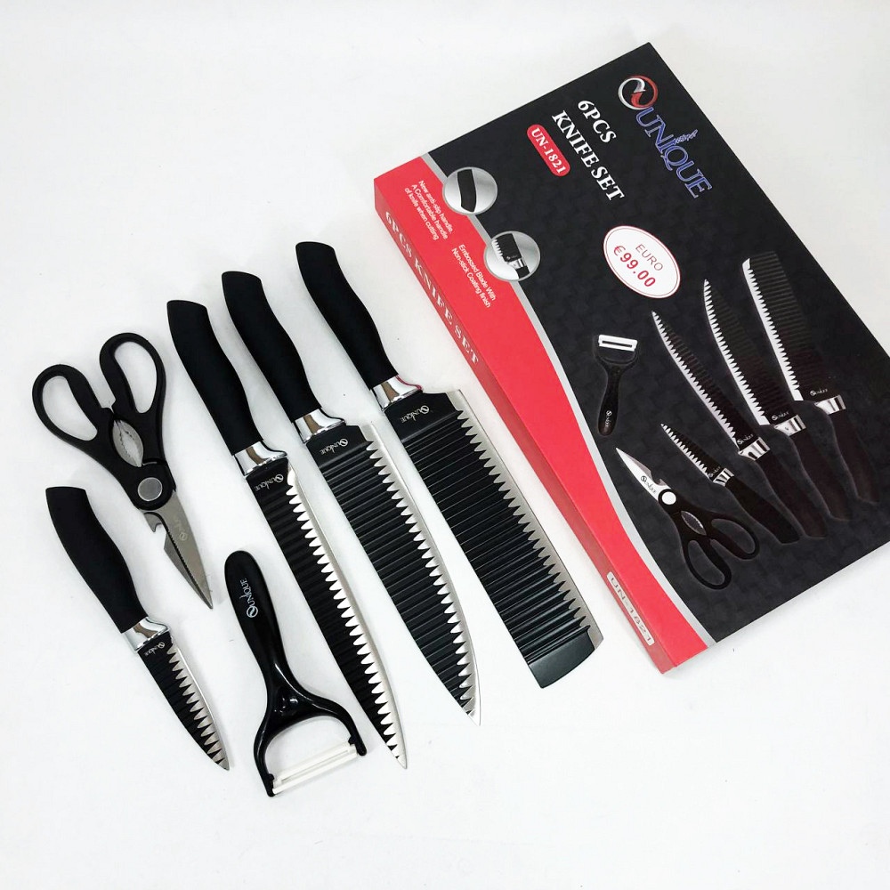 Ножі кухонні професійні UNIQUE UN-1821 6 шт, Відмінний набір ножів, Набір ножів для готування MW-67 Івано-Франківськ - фото 4