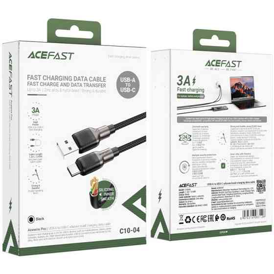 Кабель USB 2.0 AM-Type-C M, 1,2 м, 60W silicone braid C10-04 Acefast Вінниця