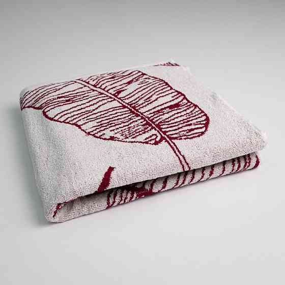 Полотенце махровое для душа с рисунком перо GM Textile 70х140см 400г/м2 (Красный) Сумы
