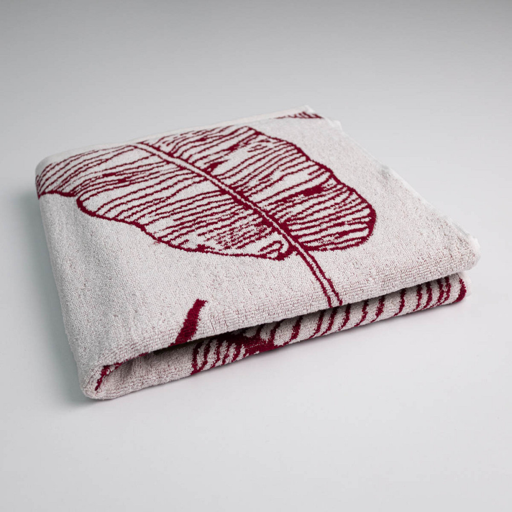 Полотенце махровое для душа с рисунком перо GM Textile 70х140см 400г/м2 (Красный) Сумы - изображение 1