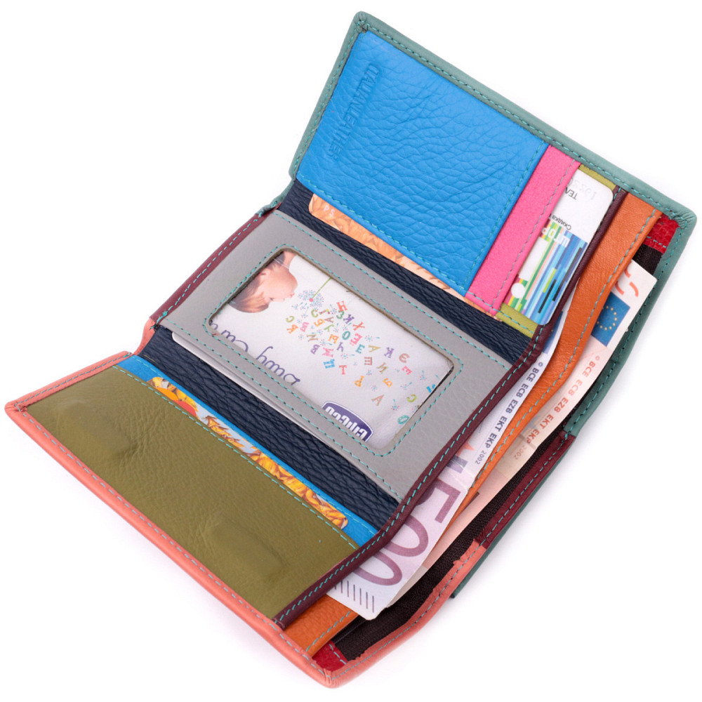 Красивый женский кожаный кошелек в три сложения ST Leather 19441 Разноцветный Киев - изображение 6