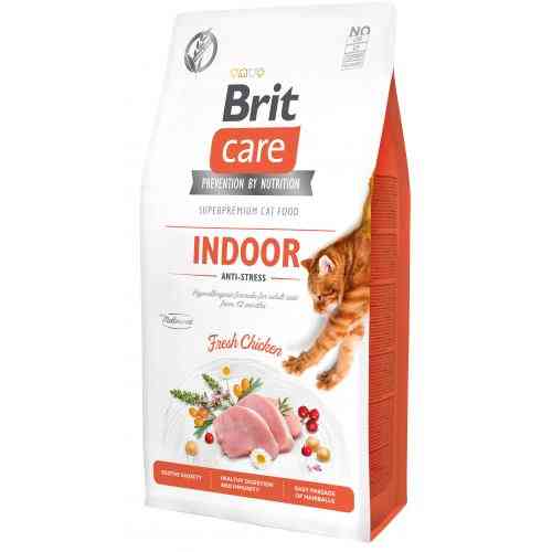 Корм сухий Brit Care Cat Grain Free Indoor Anti-stress для дорослих домашніх котів гіпоалергенний з куркою 7 кг Київ