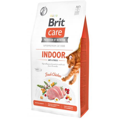 Корм сухий Brit Care Cat Grain Free Indoor Anti-stress для дорослих домашніх котів гіпоалергенний з куркою 7 кг Київ - фото 1