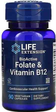 Фолієва кислота і В12 Life Extension Folate & Vitamin B12 90 капс Київ