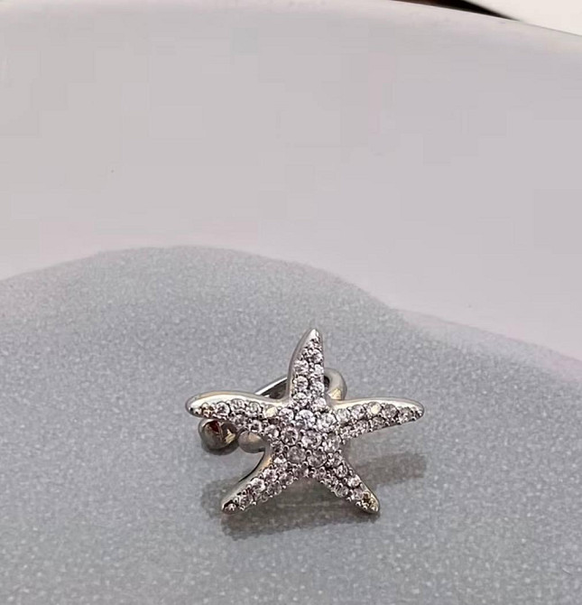 Кафы на ухо морская звезда со стразами серебристые без прокола 1.5×1.7 см Киев - изображение 4