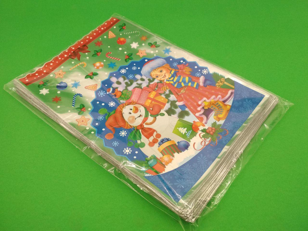 Новогодние Пакеты для Конфет и Подарков (20*30) №04 Снегурочка и снеговик (100 шт) Харьков - изображение 5