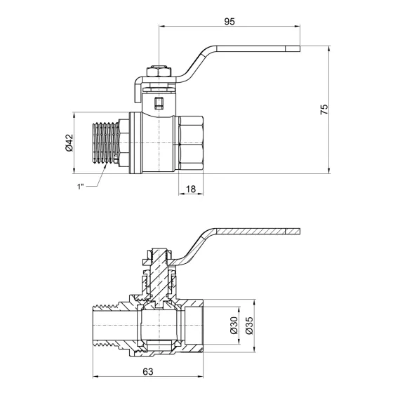 Кран кульовий Thermo Alliance Base 1" ВН для води (важіль) SD605W25 Київ
