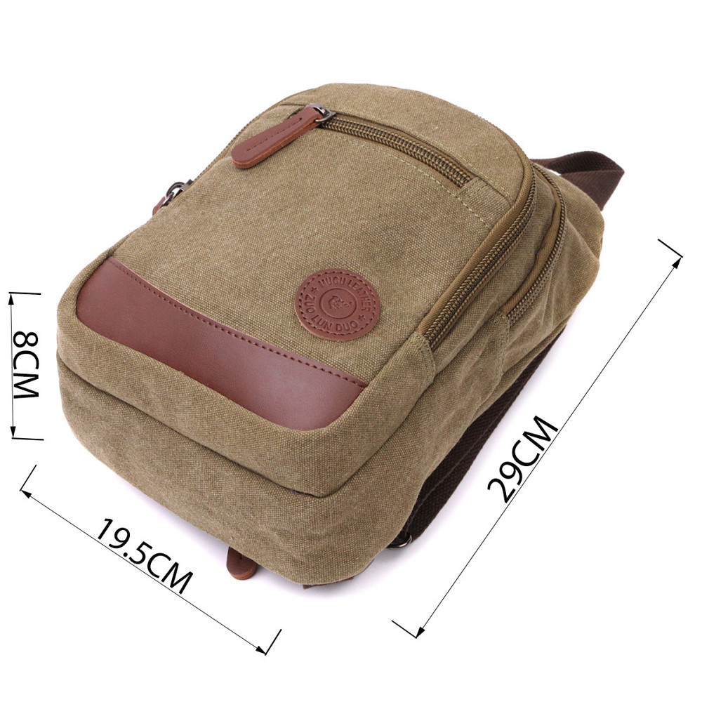 Мужская практичная сумка через плечо с уплотненной спинкой Оливковый (Vintage) Киев - изображение 7