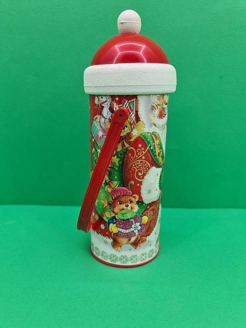 Новогодний тубус для конфет  малый  /Дед Мороз и медвежонок(d-67*165mm) (1 шт) Харьков - изображение 4