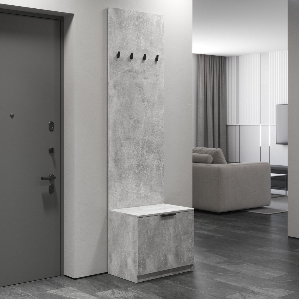 Вешалка для прихожей VAYS, напольная, с тумбой для обуви M-43 Бетон Львов - изображение 1