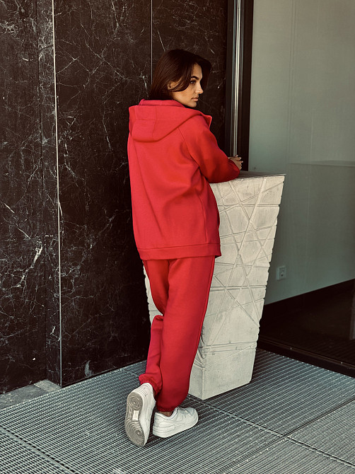 Теплий спортивний костюм жіночий на блискавці Червоний 42/44 Харків - фото 4