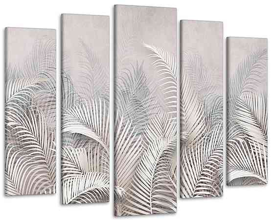 Модульна картина у вітальню / спальню Абстракція Листя Папороті Art-467_5 ( 80х118см ) Київ