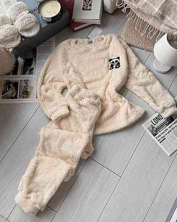 Женская теплая повседневная пижама двухсторонняя махра Одесса