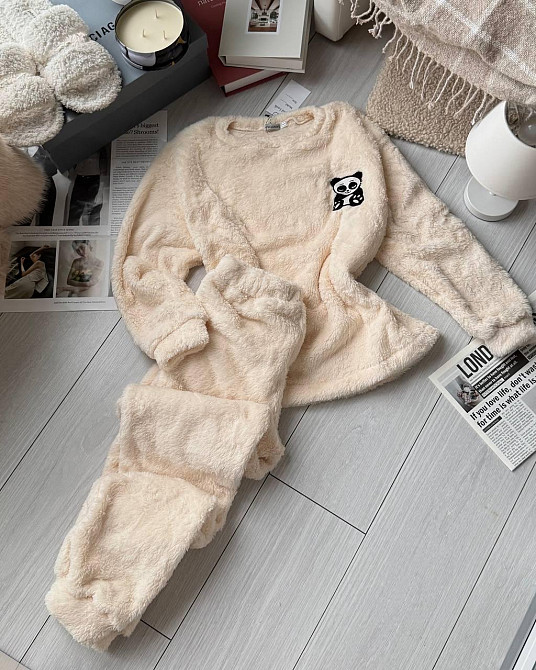 Жіноча тепла повсякденна піжама двостороння махра Одеса - фото 1