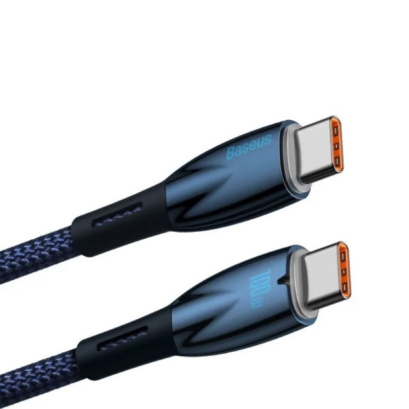 Кабель Baseus Glimmer Series Fast Charging Data Cable Type-C to Type-C 100W 1m Blue Київ - фото 1