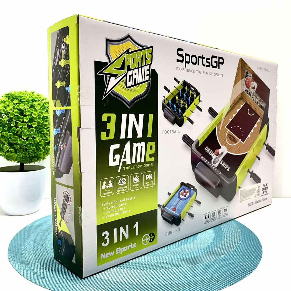 Футбол настільний 3в1 баскетбол керлінг на штангах ігрове поле 28,5-39,5см м'ячі (960-3) Чернігів - фото 5