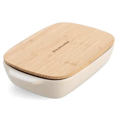 Форма для выпечки KitchenAid з кришкою керамогранітна 1,9 л Кремова (CC006107-001) Винница - изображение 1