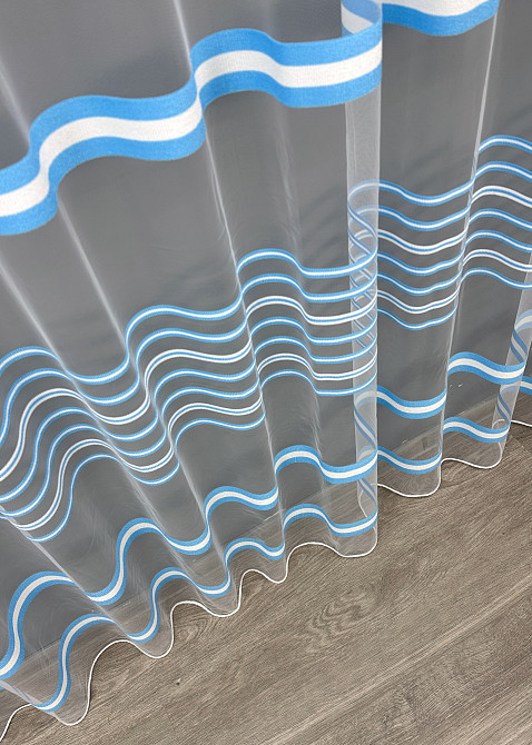 Тюль фатин смуги Колір блакитний з білим 1776т Київ - фото 6