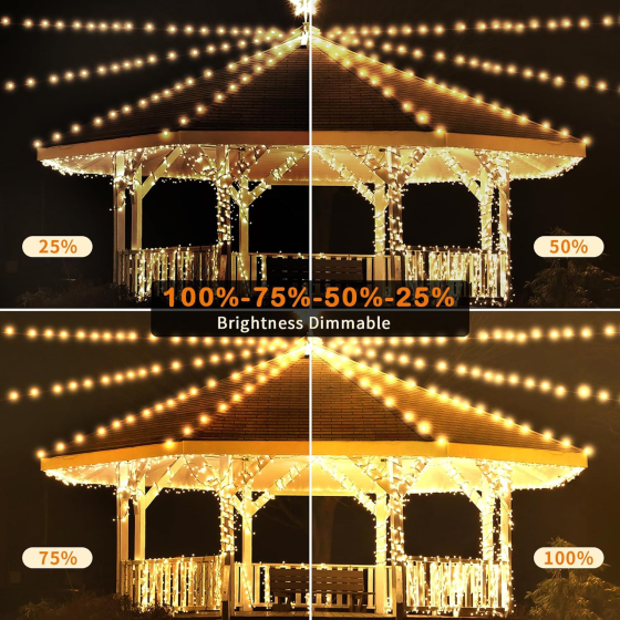 Різдвяна гірлянда YAGOPAL 100 м, 800 LED, теплий білий, 8 режимів, таймер 6/18 год, регулювання яскравості, IP65, пульт Київ
