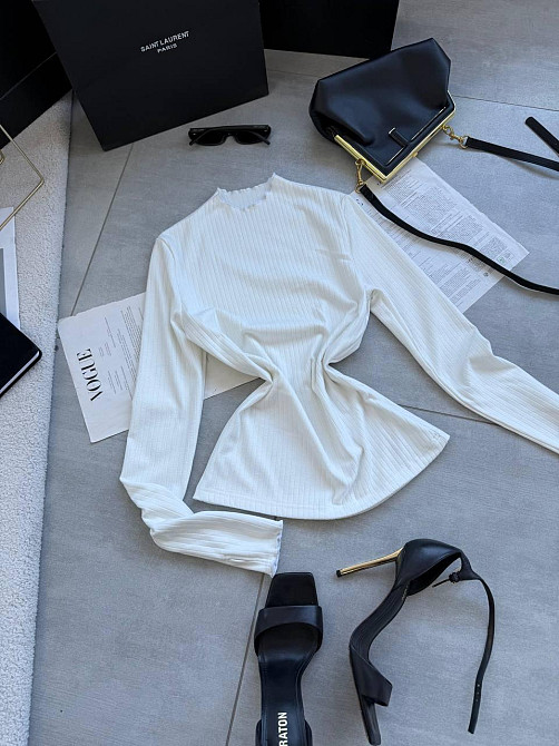 Женский теплый базовый гольф из ангоры рубчик Молочный, 42/46 Одесса - изображение 1