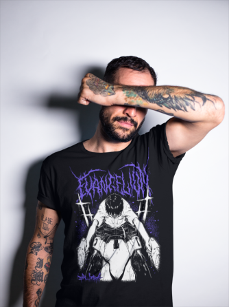 Футболка для хлопчика з аніме принтом Євангеліон оверсайз (зріст від 165 до 180) Чорний AnimeJ0111m Дніпро