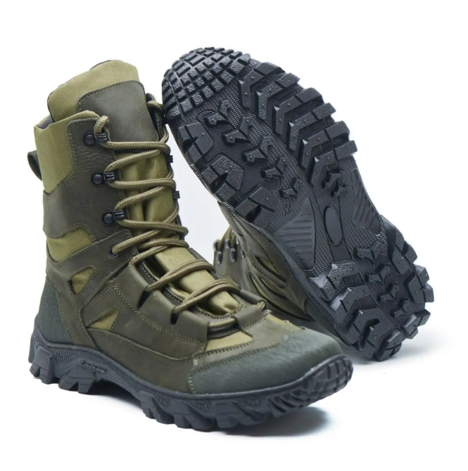 Военные мужские берцы демисезонные хаки, кожаные тактические высокие берцы прошить и проклеены Львов - изображение 5