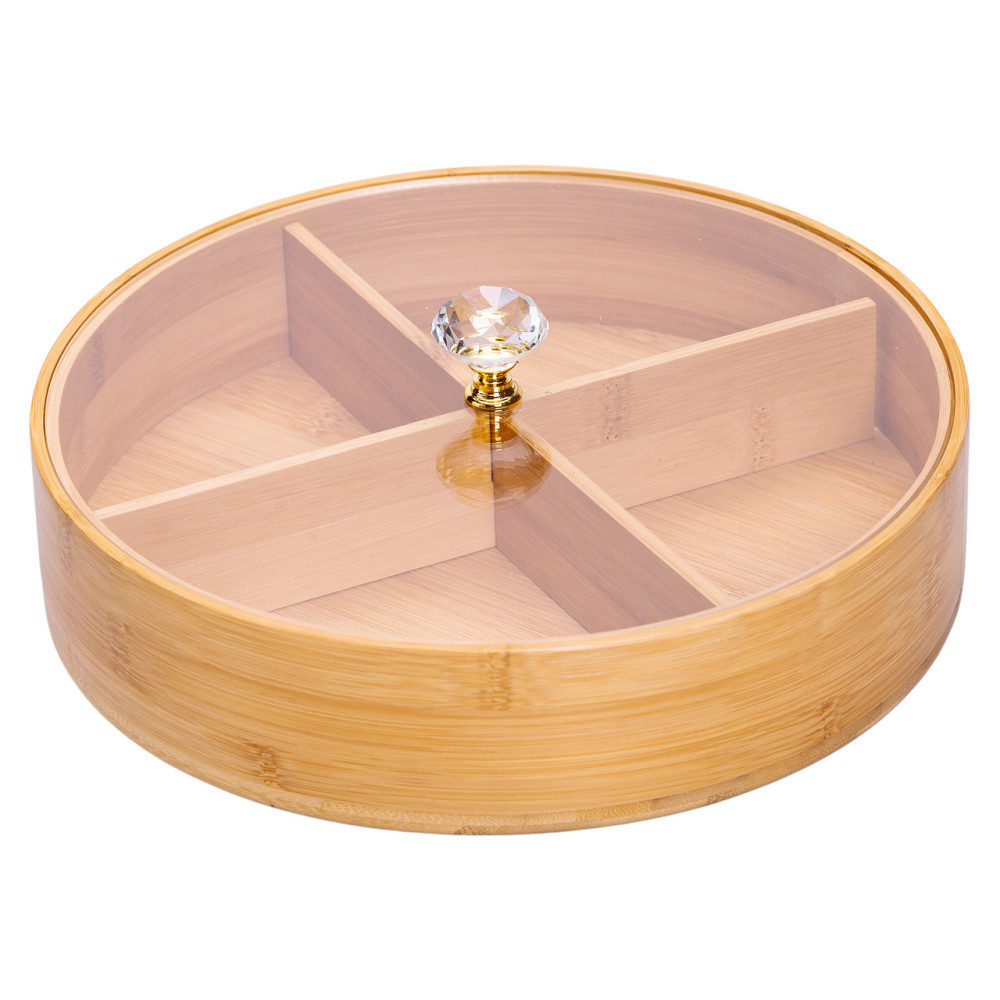 Менужниця дерев'яна на 4 секції з кришкою для закусок Ø25 (см) кругла HB-40-3 Коломия - фото 2