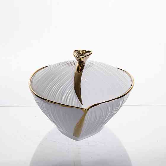 Супниця 800 (мл) каструля 26×18×14 (см) з кришкою Білий з золотом Київ