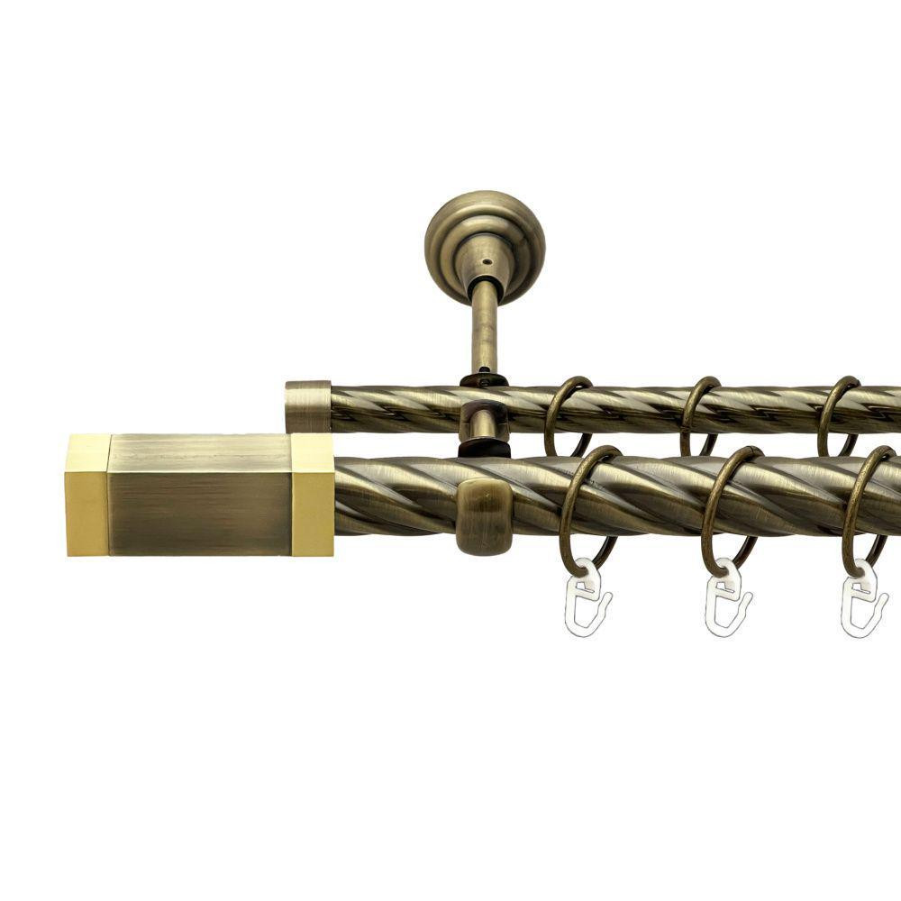 Карниз Orvit Квадро металевий дворядний відкритий скручена труба кільце металеве Антик 25\16 мм 160 см Львов - изображение 1