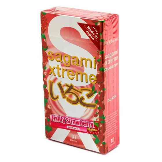 Ультратонкие презервативы Sagami Xtreme Strawberry 0,04 мм (цена за упаковку, 10 шт.) Sex Aura Киев