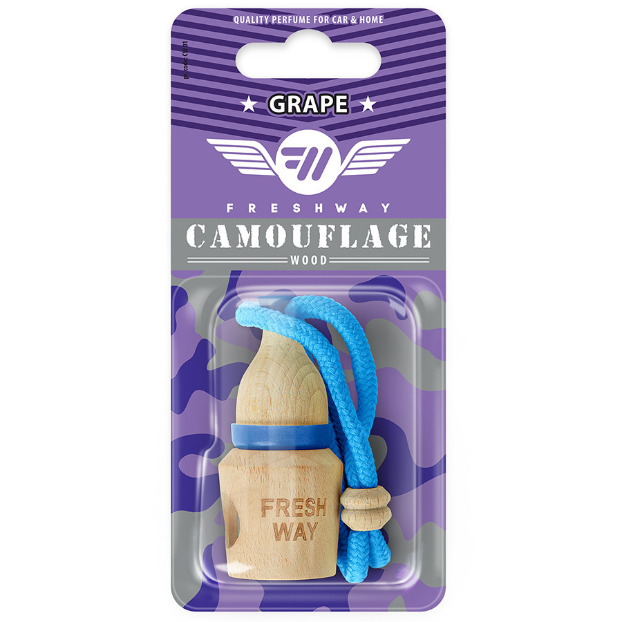 Ароматизатор для авто пробка "Camouflage Wood" Grape (Виноград) 5мл FreshWay Вінниця - фото 1