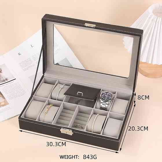 Шкатулка для украшений, аксессуаров и драгоценностей футляр для хранения из искусственой кожи 30.3х20.3х8 см Каменец-Подольский