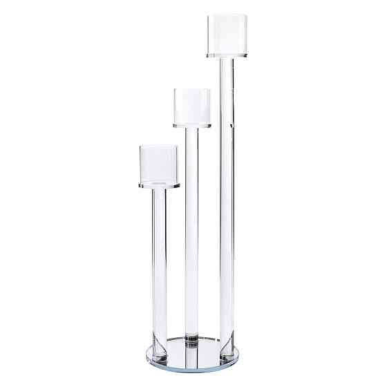 Yiwu Підсвічник скляний на 3 свічки 16×57 см підсвічник декоративний прозорий на ніжці HP-4-15 Коломия