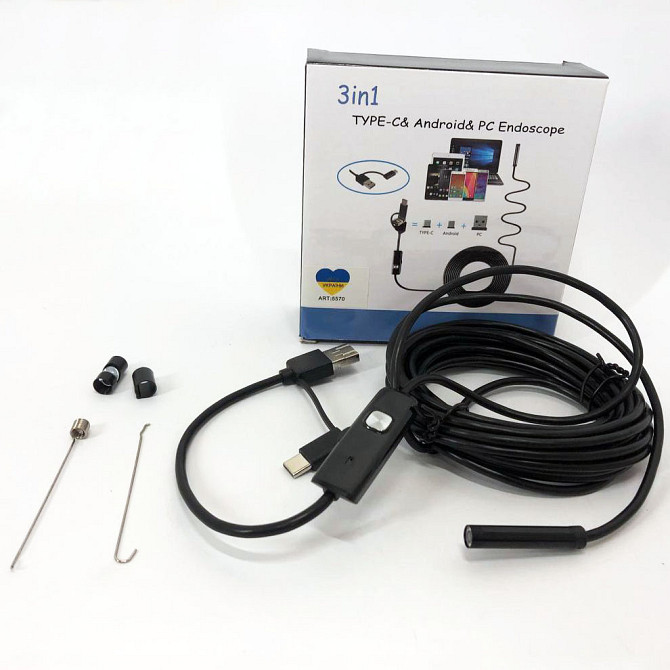 Ендоскоп професійний 2 м 7 мм, Usb камера ендоскоп, Ендоскопічна камера KC-771 для андроїд Київ - фото 9