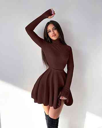 Женское повседневное трендовое платье-гольф мустанг рубчик Шоколад, 42/44 Одесса