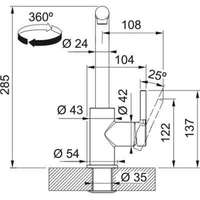 Змішувач Franke Lina L Pull Out, 254мм, хром (115.0712.420) Вінниця