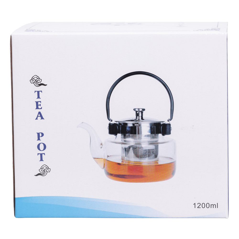 Чайник заварник скляний 1.1 л з ручкою та фільтром Київ - фото 1