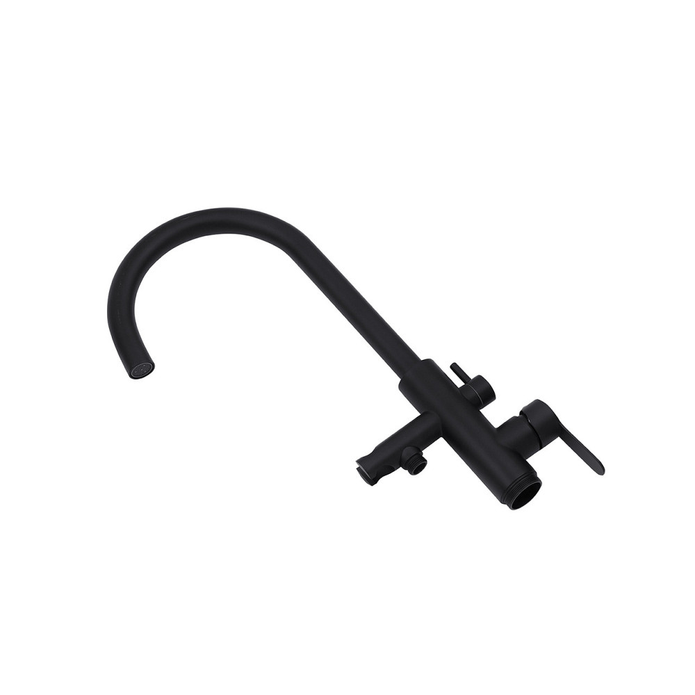 Змішувач для ванни підлоговий Kroner KRP Edelstahl Klassisch - SCH077 з душовим гарнітуром, чорний/матовий Київ - фото 5