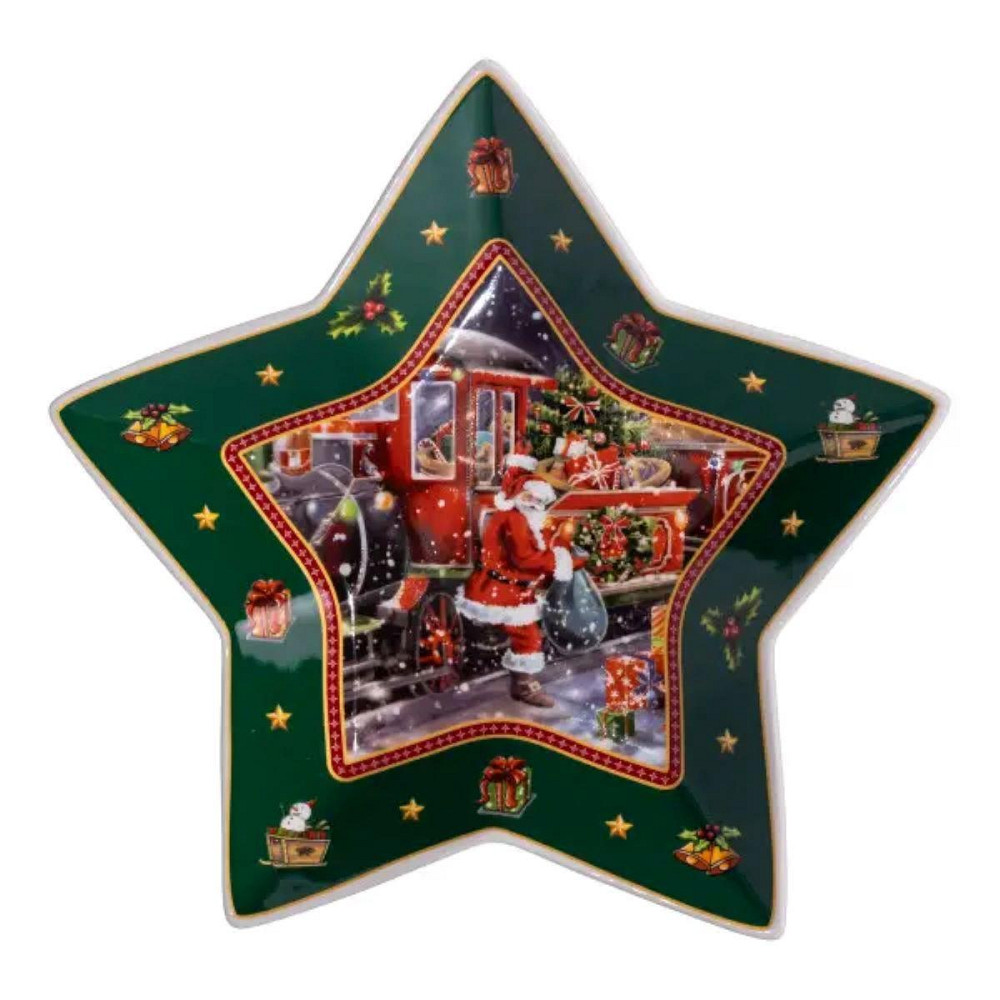 Сервірувальне новорічне блюдо для закусок Santa 25,5 (см) з порцеляни HP-SDHK-20 Київ - фото 5
