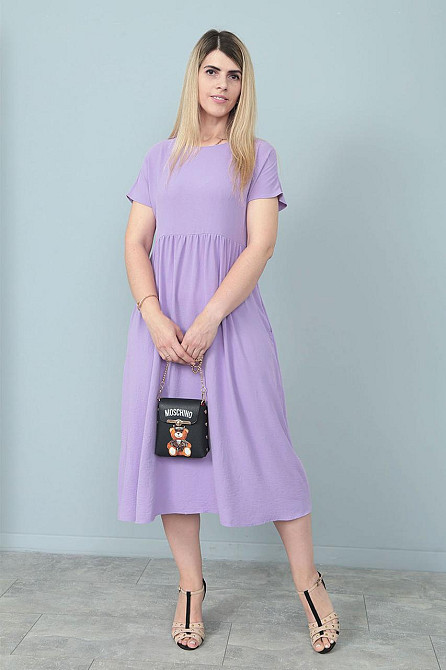 Літня сукня міді вільного крою "Ordinary" оптом | Батал Лавандовий, 50-52 Київ - фото 1