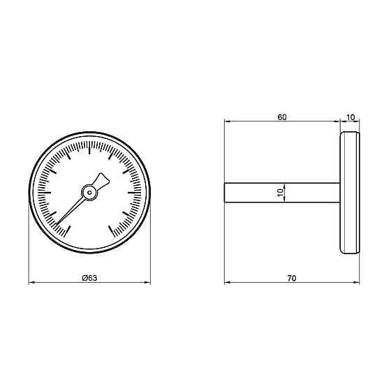 Термометр Thermo Alliance Standart 120 °C 63 мм 1/2", заднє під'єднання SD17450MM Київ