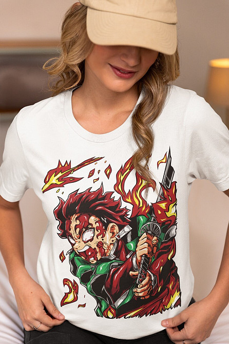 Футболка з аніме принтом Вбивця демонів оверсайз (S/M/L) Чорний AnimeJ0371 Дніпро - фото 4