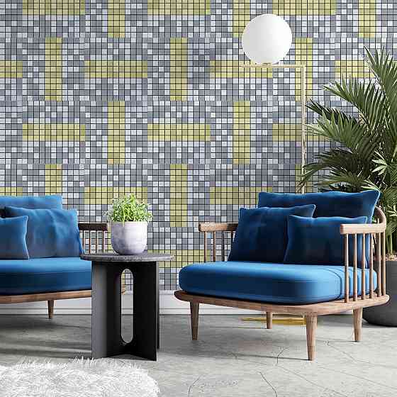 Самоклеющаяся алюминиевая плитка 300х300х3мм Серебряная с золотом мозаика SW-00001826 Киев