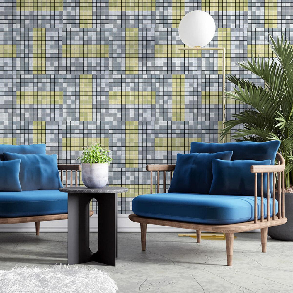 Самоклеющаяся алюминиевая плитка 300х300х3мм Серебряная с золотом мозаика SW-00001826 Киев - изображение 6