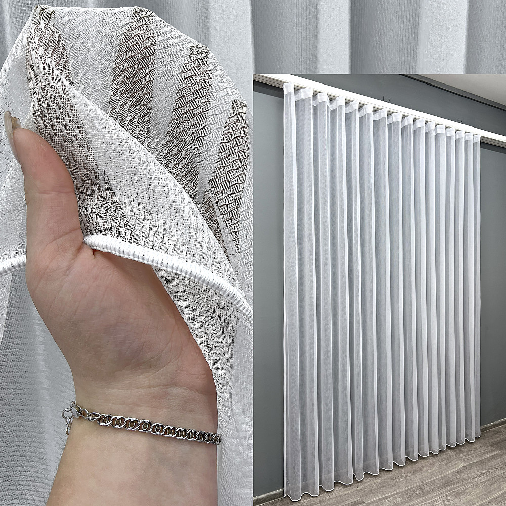 Тюль фактурний жакард колір білий 1985т Київ - фото 1