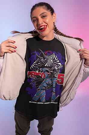 Футболка для хлопчика з аніме принтом Персона Схіртгоро Акекхі Схін оверсайз (зріст від 165 до 180) Чорний AnimeJ0966m Дніпро