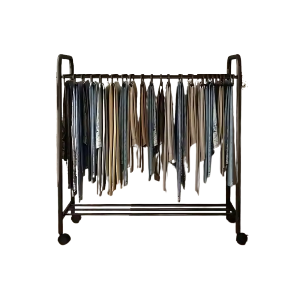 Вішалка для штанів і брюк на 22 пари підлогова пересувна з полицею для взуття чорна Кам'янець-Подільський - фото 2