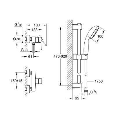Душевой гарнитур Grohe QuickFix Start Black (UA30330801) Винница - изображение 9